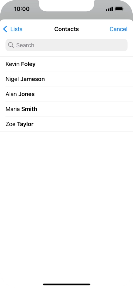 Press the required contact.