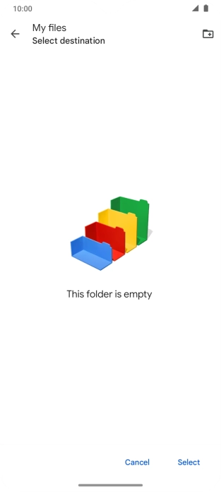 To create a new folder, press the new folder icon and follow the instructions on the screen to create a new folder.