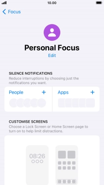 Press People and follow the instructions on the screen to select which contacts you would like to receive calls and notifications from when the selected focus mode is active.