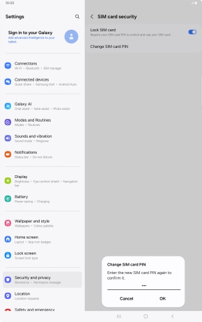 Key in the new PIN again and press OK.