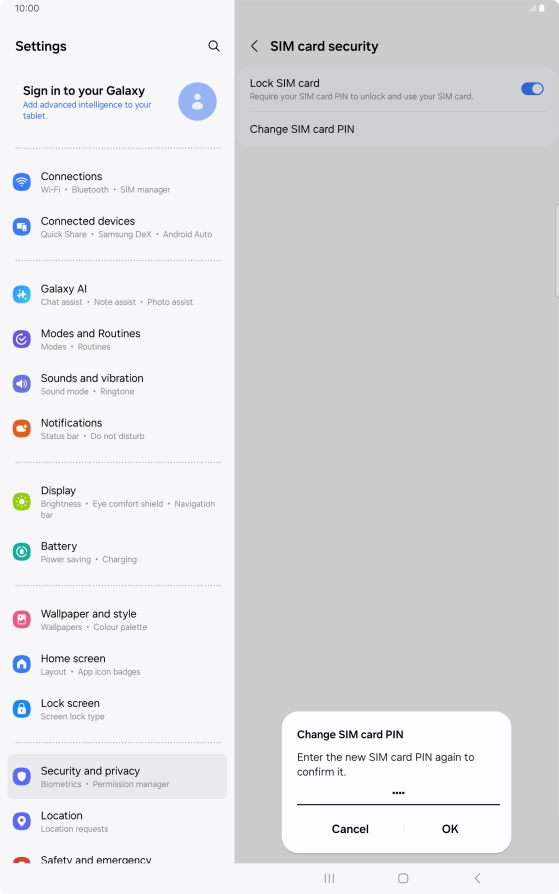 Key in the new PIN again and press OK.
