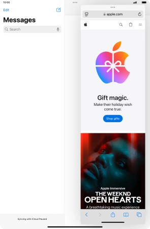 The application now displays on top of the other open application.
