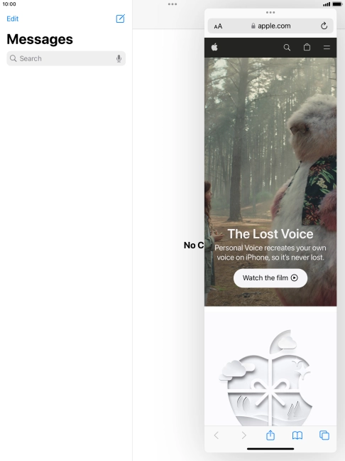 The application now displays on top of the other open application.