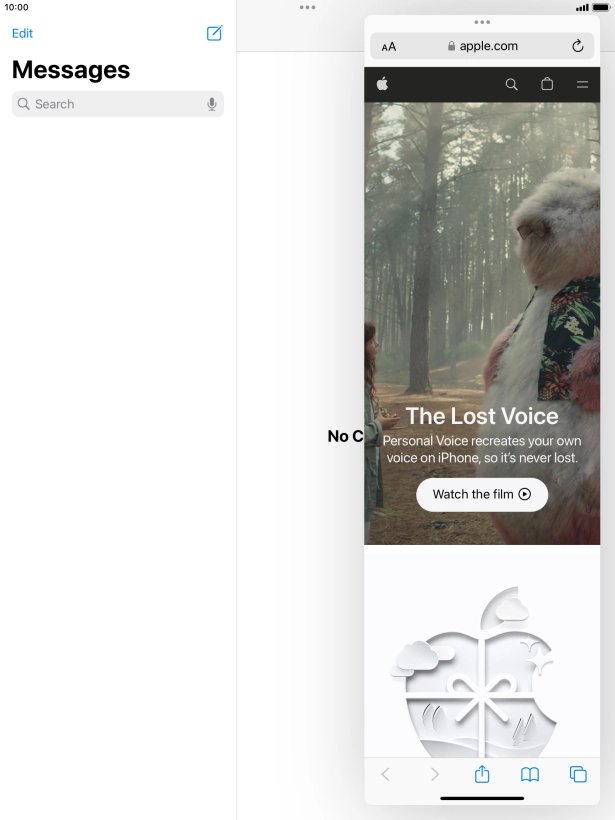 The application now displays on top of the other open application.