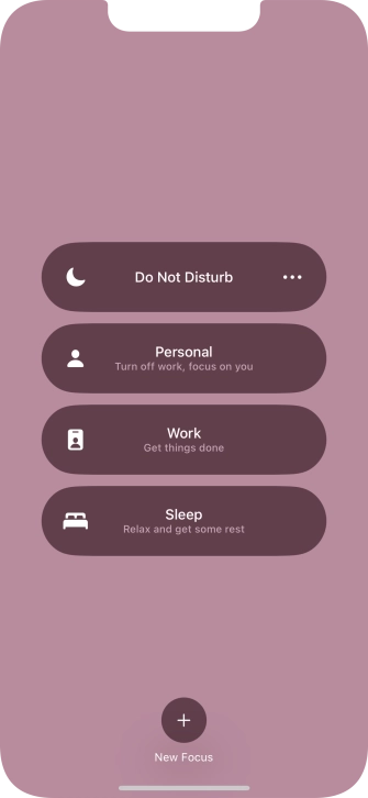 Press the required focus mode to activate or deactivate it immediately.