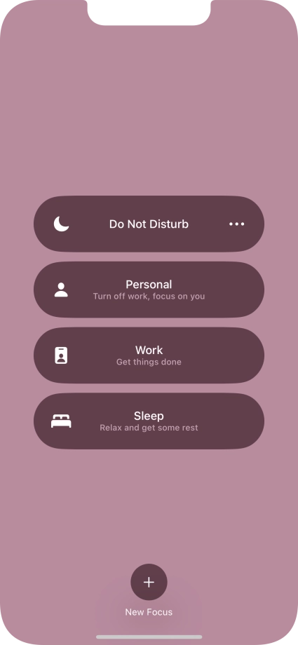 Press the required focus mode to activate or deactivate it immediately.