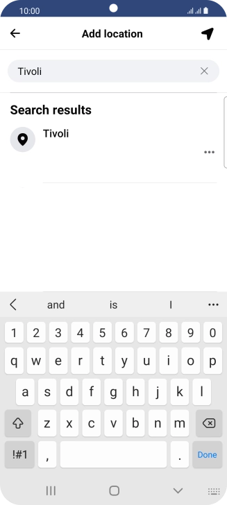 Press the required location.