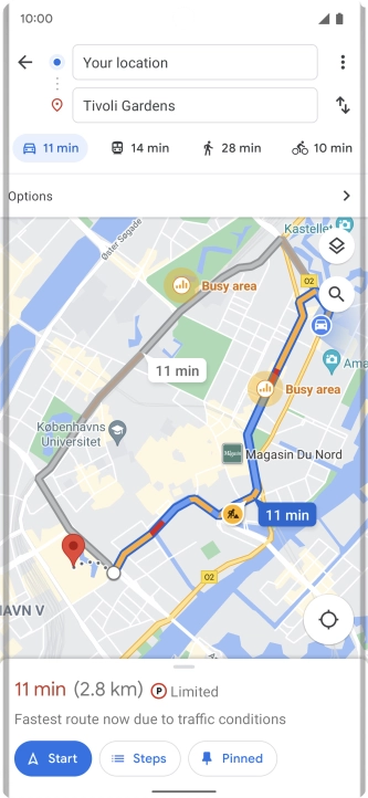 Press the required mode of transportation.