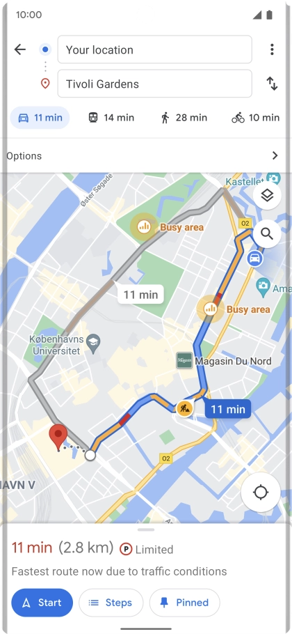 Press the required mode of transportation.