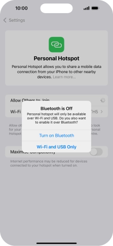 If Wi-Fi is turned on, press Wi-Fi and USB Only.