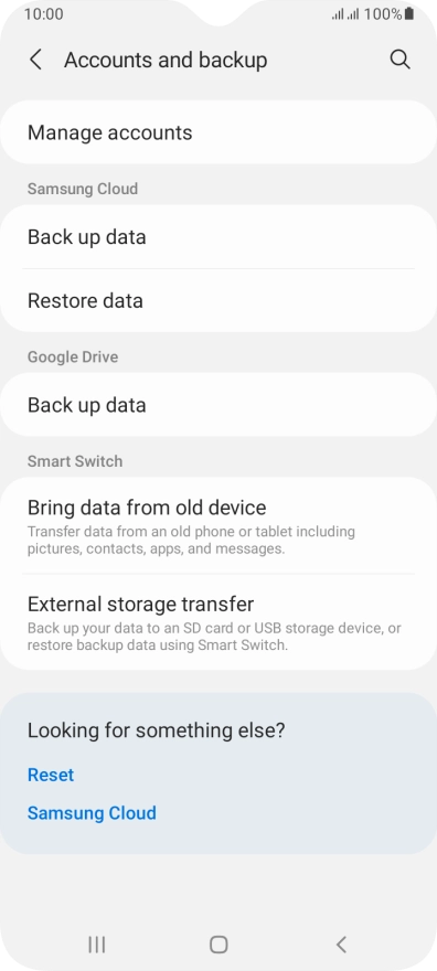 Press Manage accounts.