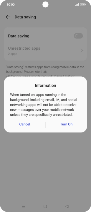 If you turn on the function, press Turn On. If you turn on the function, press Turn On.