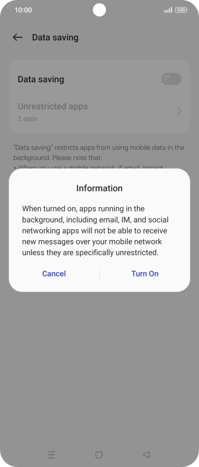 If you turn on the function, press Turn On. If you turn on the function, press Turn On.