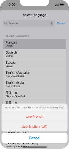 To select the new language as the default phone language, press Use ‹language› .
