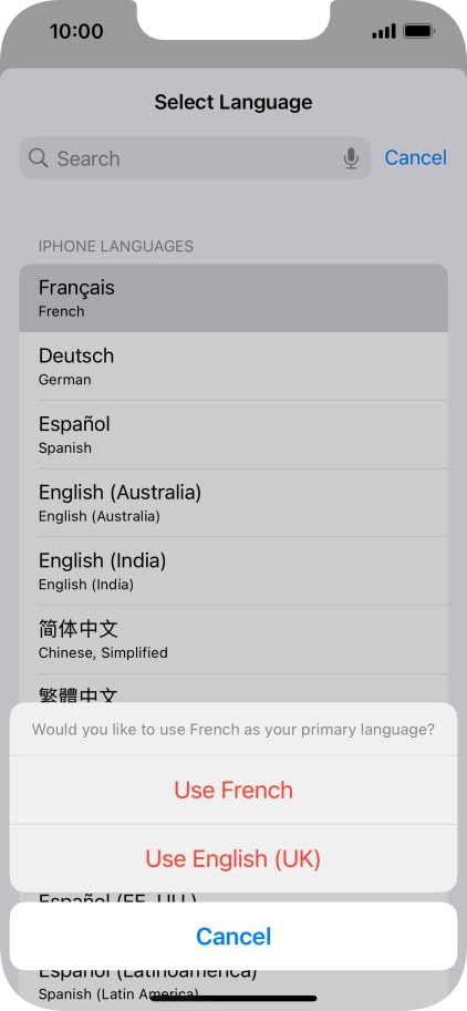 To select the new language as the default phone language, press Use ‹language› . To select the new language as the default phone language, press Use ‹language› .
