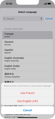 To select the new language as the default phone language, press Use ‹language› . To select the new language as the default phone language, press Use ‹language› .