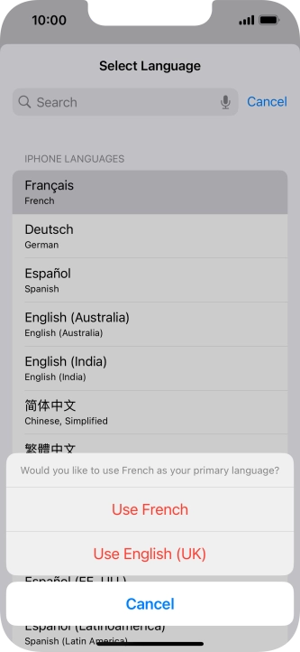 To select the new language as the default phone language, press Use ‹language› . To select the new language as the default phone language, press Use ‹language› .