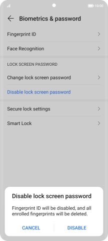Key in the current phone lock code and press DISABLE.
