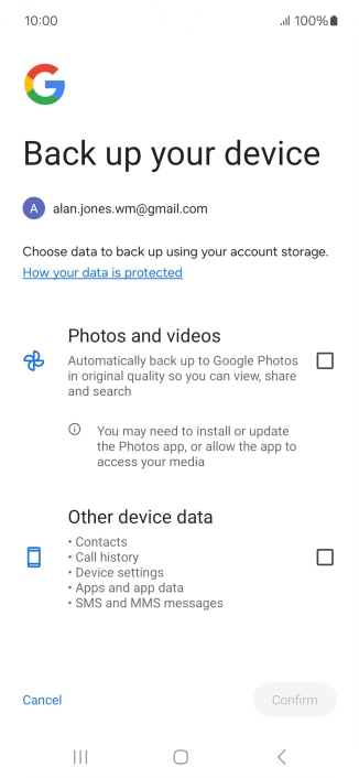 Press the fields next to the required data types to select them.