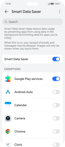 Press the indicators next to the required apps to turn the function on or off.