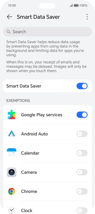 Press the indicators next to the required apps to turn the function on or off.