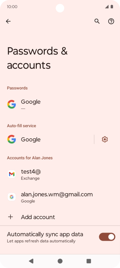 Press the required account.