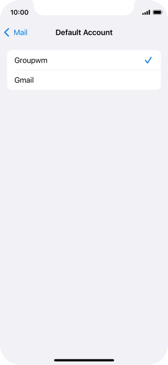 Press the required email account to select the email account as your default account.