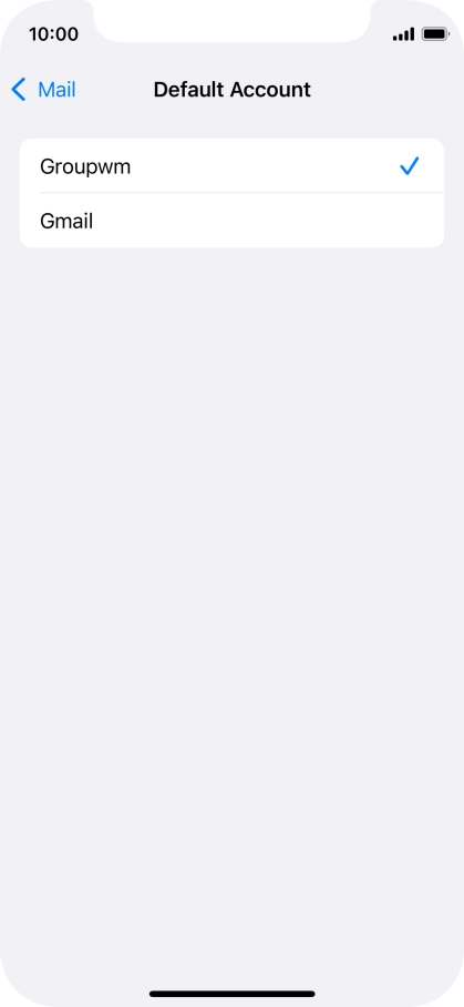 Press the required email account to select the email account as your default account.