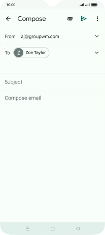 Press Subject and key in the subject for the email message.