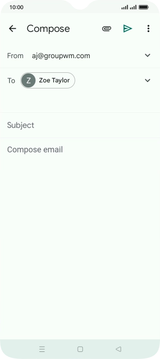 Press Subject and key in the subject for the email message.