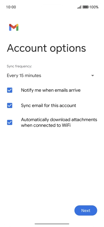 If this screen is displayed, you email account has been recognised and set up automatically. Follow the instructions on the screen to key in more information and finish setting up your email account.