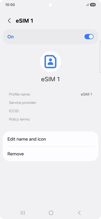 Press Remove and follow the instructions on the screen to delete your eSIM. Press Remove and follow the instructions on the screen to delete your eSIM.