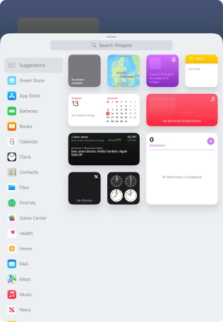 Press the required widget.