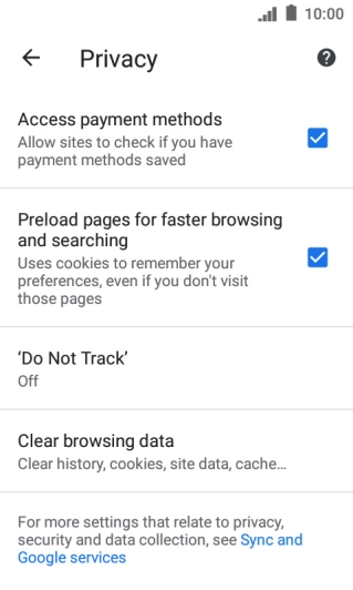 Press Clear browsing data.