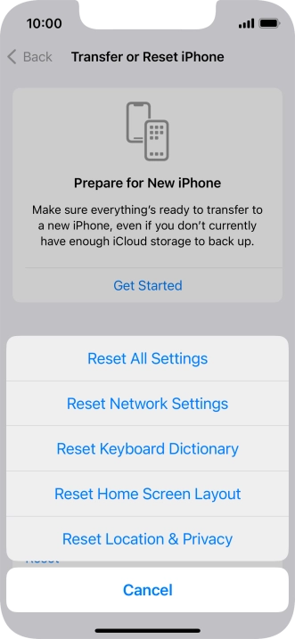 Press Reset All Settings. Press Reset All Settings.