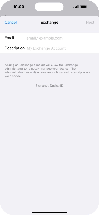 Press Email and key in your email address.