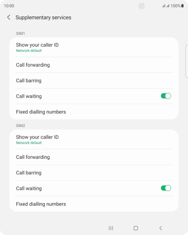 Press Fixed dialling numbers below the required SIM.