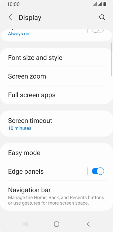 Press Screen timeout.
