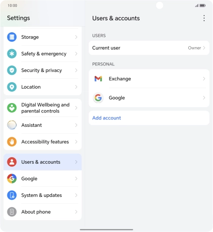 Press the required account type.