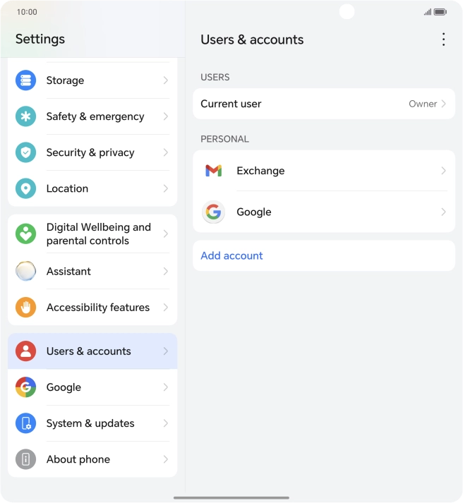 Press the required account type.
