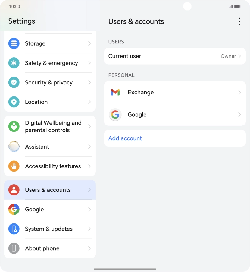 Press the required account type.