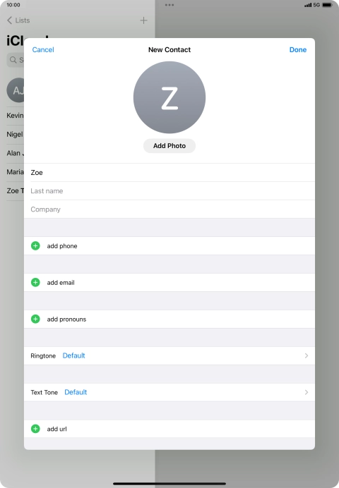 Press Last name and key in the last name.