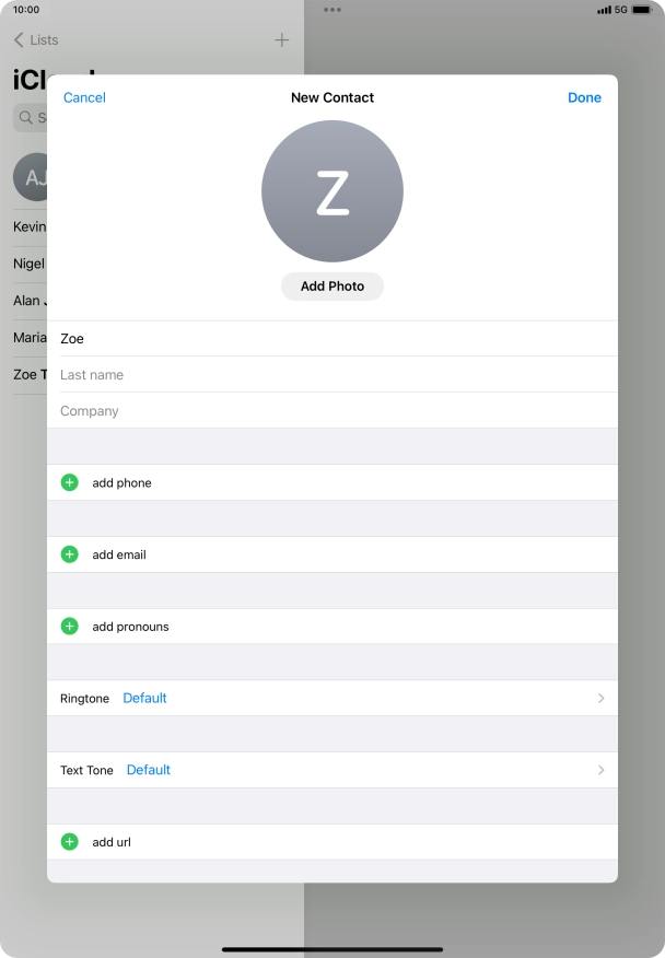 Press Last name and key in the last name.