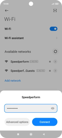 Key in the password for the Wi-Fi network and press Connect.