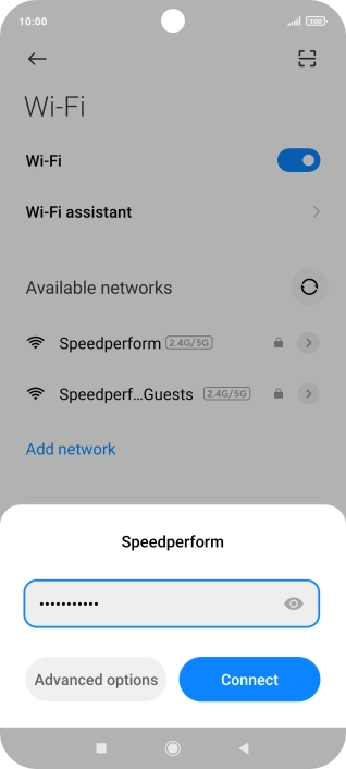 Key in the password for the Wi-Fi network and press Connect.