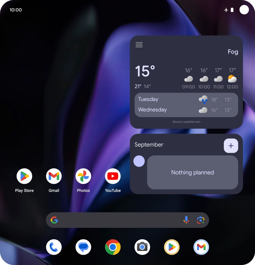 The flight mode icon shows that flight mode is turned on.
