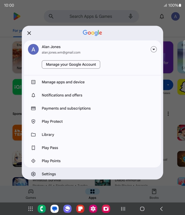 Press Manage apps and device. Press Manage apps and device.