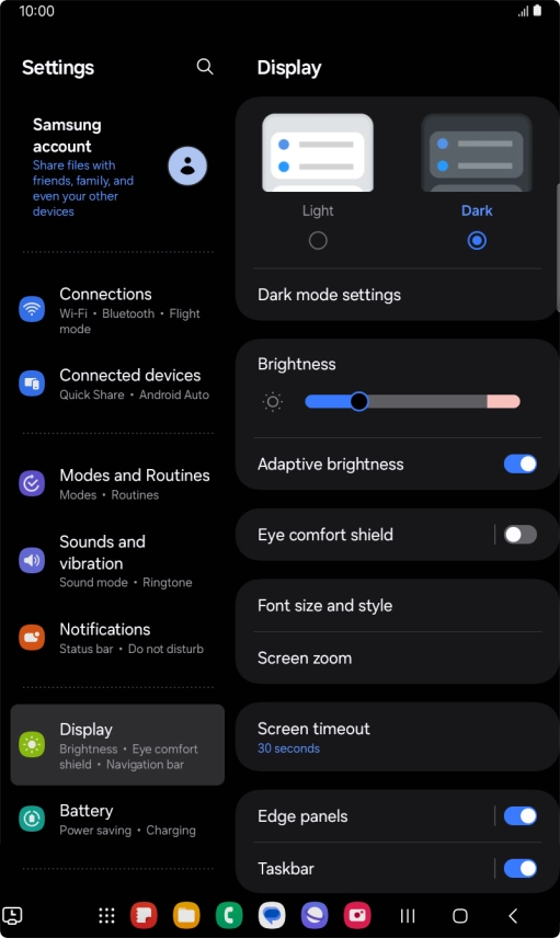 Press Dark mode settings.