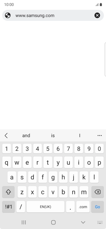 Key in the address of the required web page and press Go.