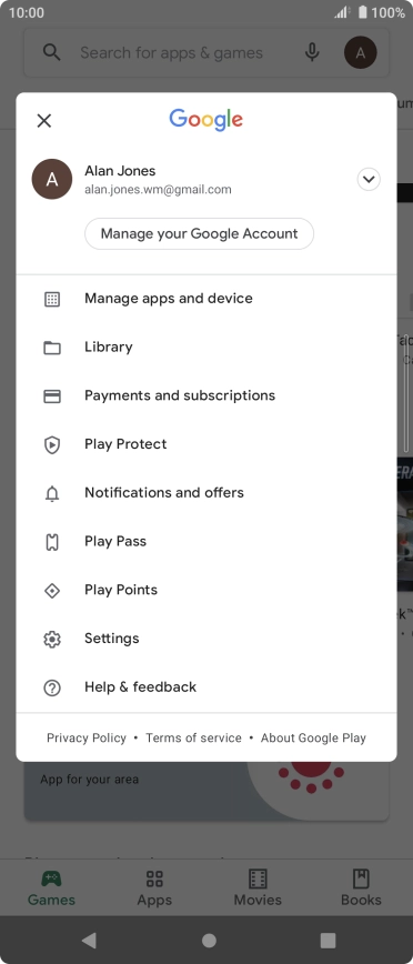 Press Manage apps and device. Press Manage apps and device.